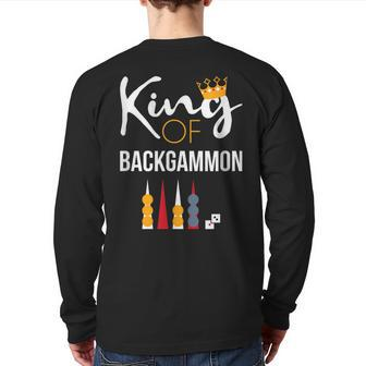 King Of Backgammon Board Game Backgammon Player Back Print Long Sleeve T-shirt | Mazezy