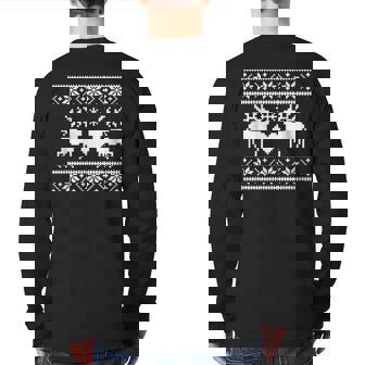 Knit Deer Ugly Christmas Sweater Style Back Print Long Sleeve T-shirt - Monsterry