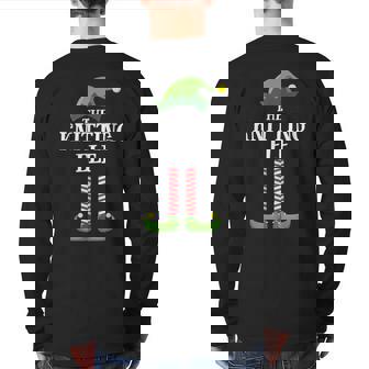 Knitting Elf Matching Family Group Christmas Party Back Print Long Sleeve T-shirt - Monsterry