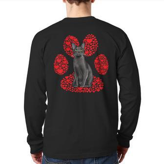 Korat Valentines Day Cat Love Paw Back Print Long Sleeve T-shirt | Mazezy