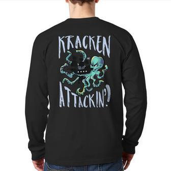 Kracken Attacking Back Print Long Sleeve T-shirt | Mazezy