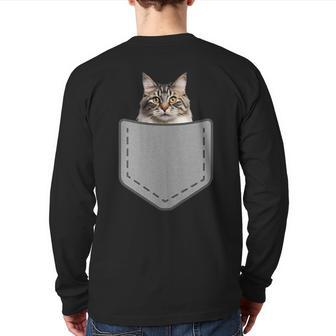 Kurilian Bobtail Cat In Your Pocket Back Print Long Sleeve T-shirt | Mazezy