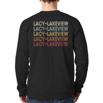 Lacy-Lakeview Texas Lacy-Lakeview Tx Retro Vintage Text Back Print Long Sleeve T-shirt | Mazezy