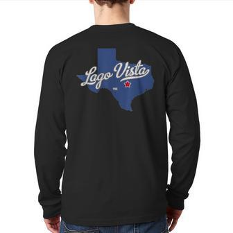 Lago Vista Texas Tx Map Back Print Long Sleeve T-shirt | Mazezy