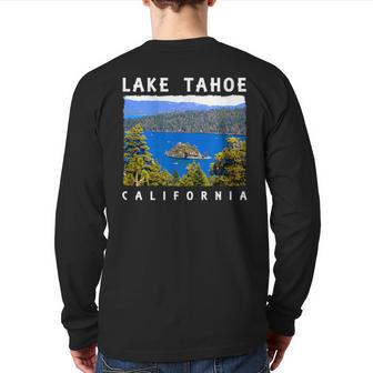 Lake Tahoe California Emerald Bay Back Print Long Sleeve T-shirt | Mazezy