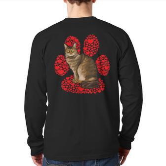 Laperm Valentines Day Cat Love Paw Back Print Long Sleeve T-shirt | Mazezy