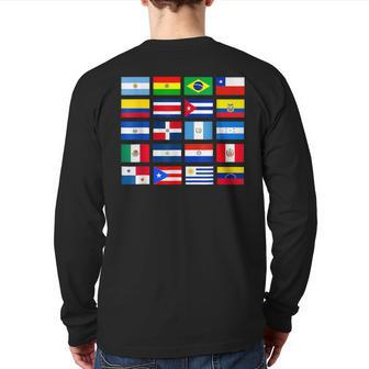 Latin American Flags Hispanic Heritage Month Back Print Long Sleeve T-shirt - Monsterry