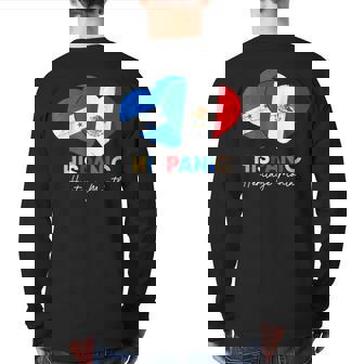 Latin Honduras Mexico Flag Heart Hispanic Heritage Month Back Print Long Sleeve T-shirt - Thegiftio