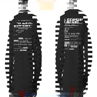 Leadership Definition Leader Office Teamwork Influencer Boss Back Print Long Sleeve T-shirt | Mazezy