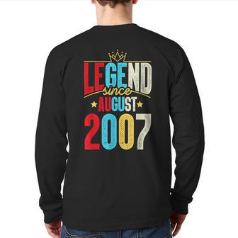 Legend Since August 2007 Bday 15Th Birthday Back Print Long Sleeve T-shirt | Mazezy