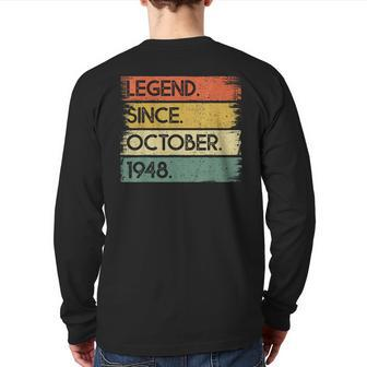 Legend Since October 1948 75 Years Old 75Th Birthday Back Print Long Sleeve T-shirt - Seseable