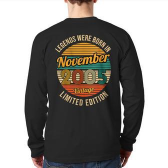Legends Were Born In November 2005 18Th Birthday Back Print Long Sleeve T-shirt | Mazezy