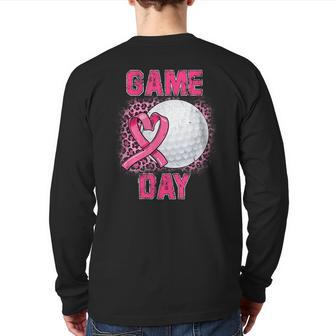 Leopard Pink Out Golf Tackle Breast Cancer Awareness Back Print Long Sleeve T-shirt - Monsterry