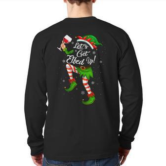 Let's Get Elfed Up Drinking Christmas Cheers Holiday Back Print Long Sleeve T-shirt - Seseable