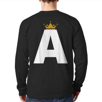Letter A Alphabet Letter Initial Back Print Long Sleeve T-shirt | Mazezy