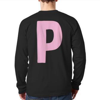 Letter P Big And Bold In Pink Back Print Long Sleeve T-shirt | Mazezy