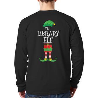 Library Elf Library Assistant Christmas Party Pajama Back Print Long Sleeve T-shirt - Monsterry DE