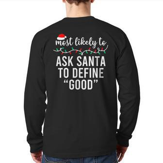 Most Likely To Christmas Matching Family Pajamas Back Print Long Sleeve T-shirt - Seseable