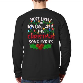 Most Likely To Know All The Song Family Matching Christmas Back Print Long Sleeve T-shirt - Thegiftio UK