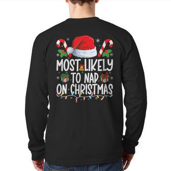 Most Likely To Nap On Christmas Family Matching Christmas Back Print Long Sleeve T-shirt - Seseable