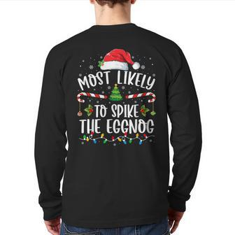 Most Likely To Spike The Eggnog Family Matching Christmas Back Print Long Sleeve T-shirt - Seseable