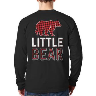 Little Bear Kid Red Buffalo Plaid Matching Family Christmas Back Print Long Sleeve T-shirt - Seseable