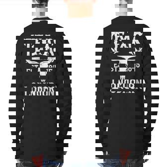 Lone Star State Texas Est 1845 Longhorn Back Print Long Sleeve T-shirt | Mazezy