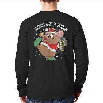 Looking Like A Snack Christmas Mouse Boujee Santa Xmas Back Print Long Sleeve T-shirt - Seseable