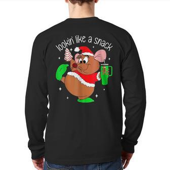 Out Here Looking Like A Snack Mouse Christmas Back Print Long Sleeve T-shirt - Seseable