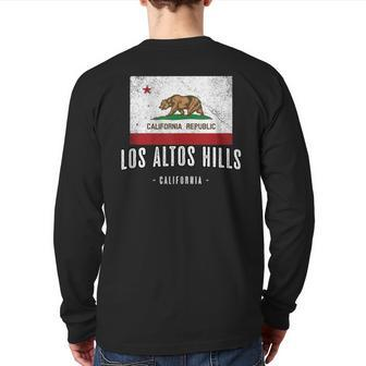 Los Altos Hills California Cali City Souvenir Ca Flag Back Print Long Sleeve T-shirt | Mazezy