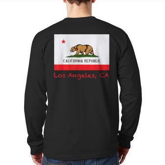 Los Angeles California Usa Flag Souvenir Back Print Long Sleeve T-shirt | Mazezy