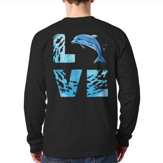 Love Bottlenose Dolphin Whale Sea Animals Marine Mammal Back Print Long Sleeve T-shirt | Mazezy