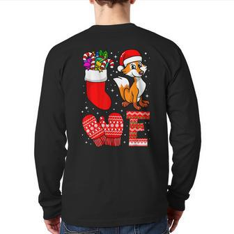 Love Christmas Word Red Fox Santa Hat Xmas Season Sock Back Print Long Sleeve T-shirt | Mazezy