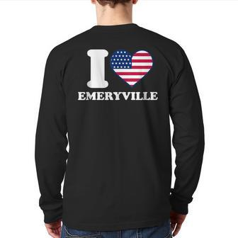 I Love Emeryville I Heart Emeryville Back Print Long Sleeve T-shirt | Mazezy CA
