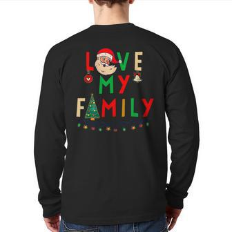 Love My Family Vintage Santa Family Christmas Pajama Back Print Long Sleeve T-shirt - Monsterry DE