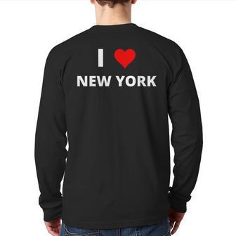 I Love New York With A Red Heart Back Print Long Sleeve T-shirt | Mazezy