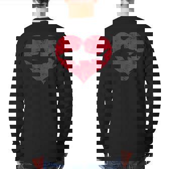 I Love Sharks Cute Shark Heart Valentines Day Back Print Long Sleeve T-shirt | Mazezy