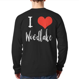 I Love Woodlake T Back Print Long Sleeve T-shirt | Mazezy