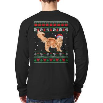 Maine Coon Merry Christmas Ugly Sweater Cat Back Print Long Sleeve T-shirt | Mazezy