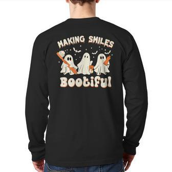 Making Smiles Bootiful Halloween Ghost Dentist Dental Back Print Long Sleeve T-shirt - Thegiftio UK