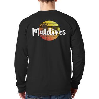 Maldives Sunset Vintage Souvenir Back Print Long Sleeve T-shirt | Mazezy UK