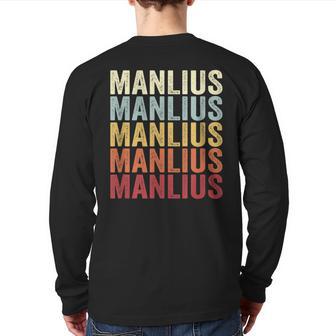 Manlius New York Manlius Ny Retro Vintage Text Back Print Long Sleeve T-shirt | Mazezy