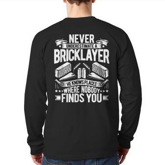 Mason Never Underestimate A Bricklayer Back Print Long Sleeve T-shirt - Thegiftio UK