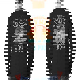 Mb Never Underestimate An Old Man With A Pug Back Print Long Sleeve T-shirt - Seseable