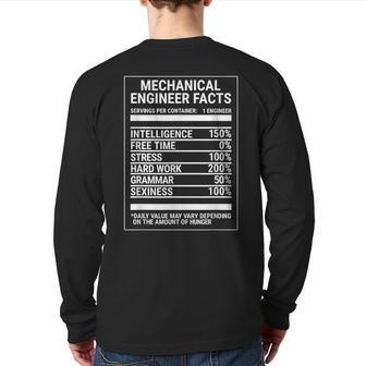 Mechanical Engineering Nutritional Facts Engineer Back Print Long Sleeve T-shirt | Mazezy UK