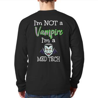 Medical Laboratory Technician Phlebotomist Vampire Back Print Long Sleeve T-shirt | Mazezy