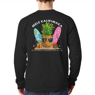 Mele Kalikimaka Hawaiian X-Mas Pineapple Lights Back Print Long Sleeve T-shirt - Monsterry UK