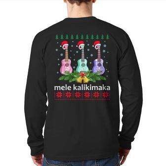 Mele Kalikimaka Ukulele Guitar Hawaii Christmas Back Print Long Sleeve T-shirt - Monsterry UK