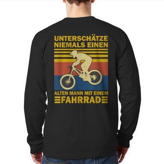 Men's Underestimate Never An Old Man With A Bicycle Back Print Long Sleeve T-shirt - Thegiftio UK