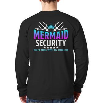 Mermaid Security Family Birthday Halloween Costume Boys Back Print Long Sleeve T-shirt | Mazezy